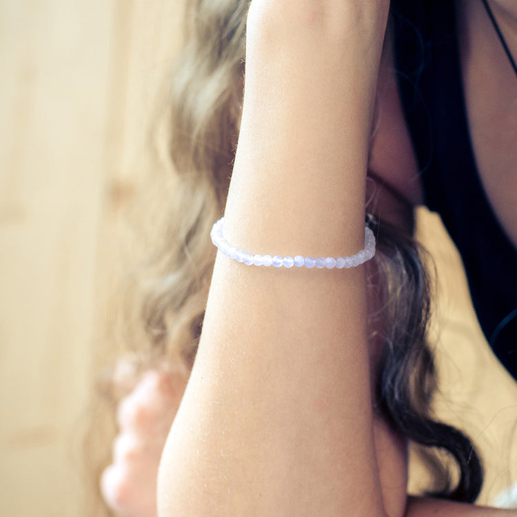 Chalcedon, blau Mini-Kugelarmband | 4 mm