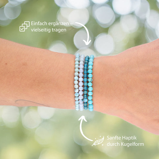 Chalcedon, blau Mini-Kugelarmband | 4 mm