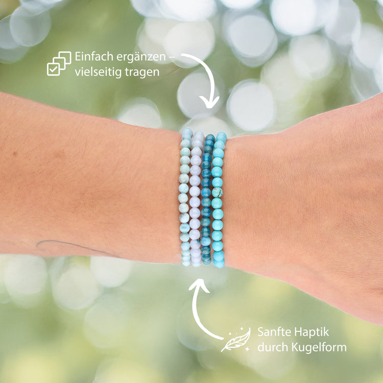 Chalcedon, blau Mini-Kugelarmband | 4 mm