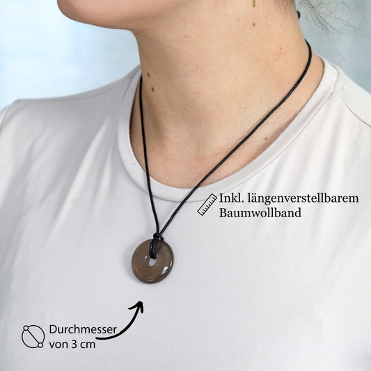 Rauchquarz Donut | 30 mm Anhänger + Baumwollband