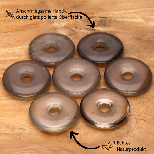 Rauchquarz Donut | 30 mm Anhänger + Baumwollband