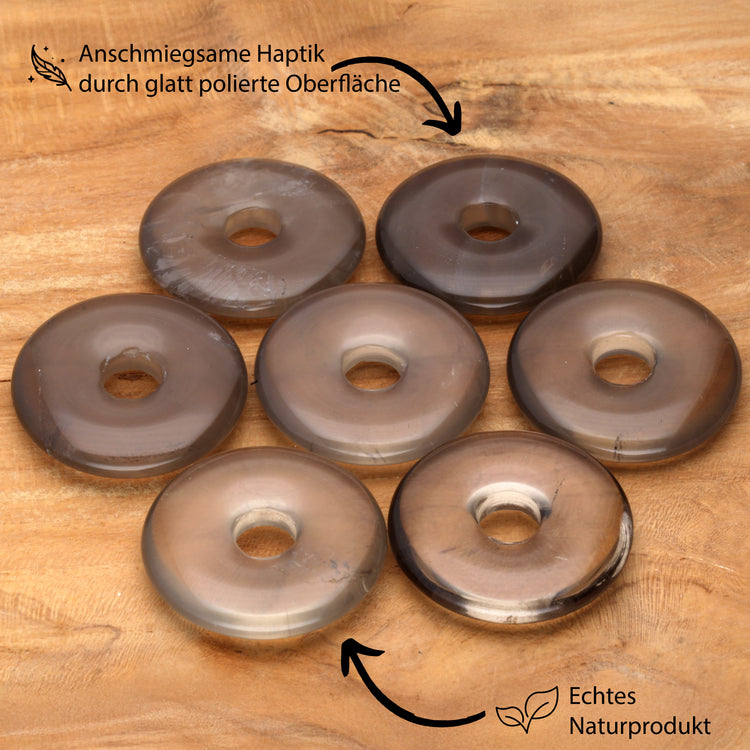 Rauchquarz Donut | 30 mm Anhänger + Baumwollband