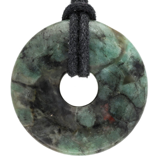 Pendentif donut en émeraude | 30 mm Pendentif + Cordon en coton