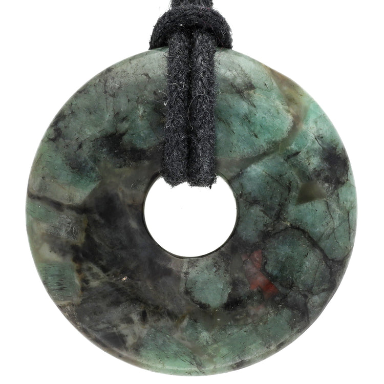 Pendentif donut en émeraude | 30 mm Pendentif + Cordon en coton