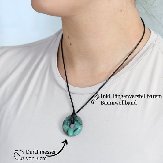 Smaragd Donut | 30 mm Anhänger + Baumwollband