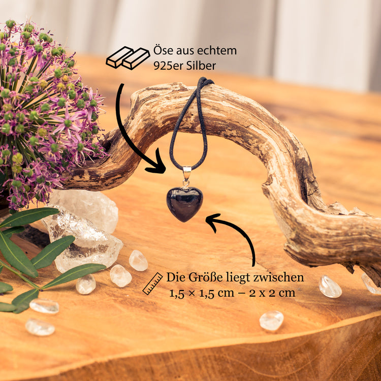 Turmalin (Schörl) Herzanhänger | 2x2 cm