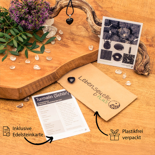 Turmalin (Schörl) Herzanhänger | 2x2 cm