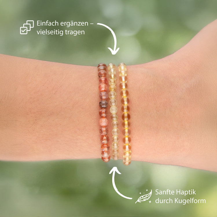 Pulsera de mini cuentas de cuarzo rutilado | 4 mm