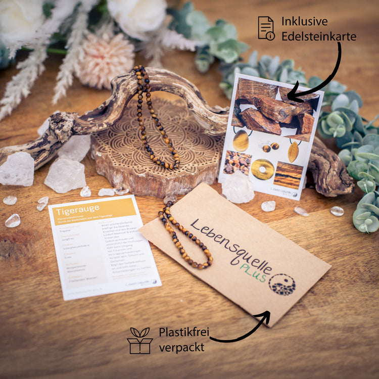 Tigerauge Kugelkette | Ø 4mm mit 925er Silber Verschluss | 45cm