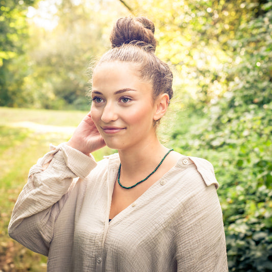 Malachit Kugelkette | Ø 4mm mit 925er Silber Verschluss | 45cm