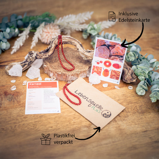 Karneol Kugelkette | Ø 4mm mit 925er Silber Verschluss | 45cm