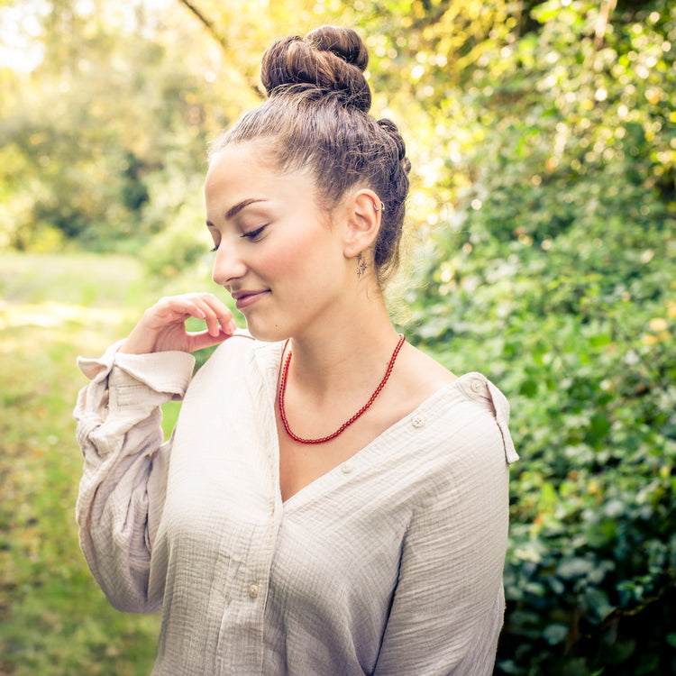 Karneol Kugelkette | Ø 4mm mit 925er Silber Verschluss | 45cm