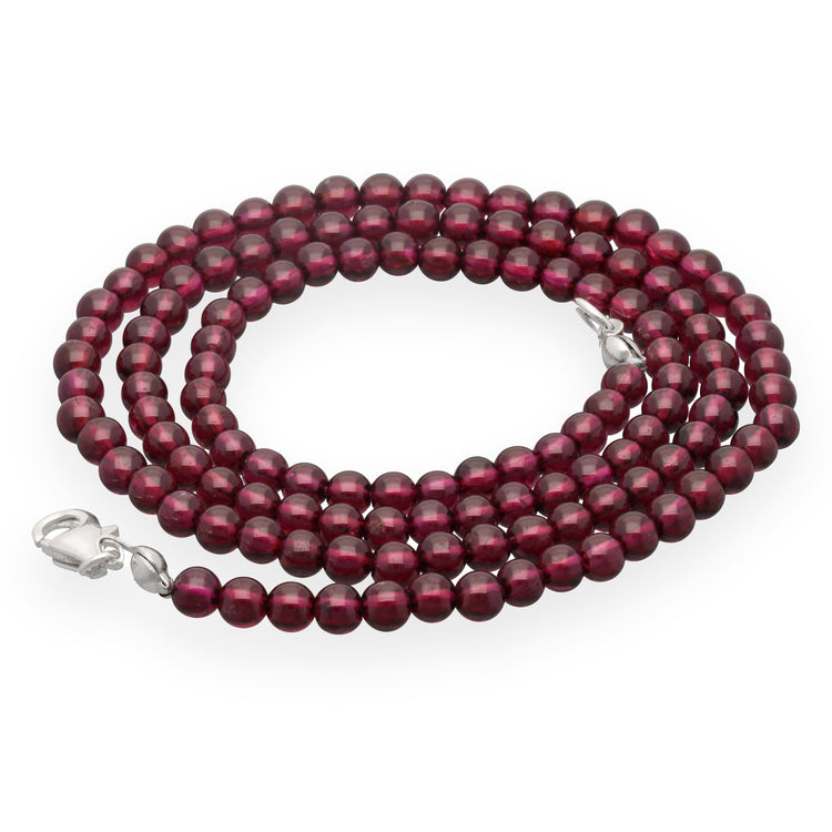 Granat Kugelkette | Ø 4mm mit Silber Verschluss | 45cm