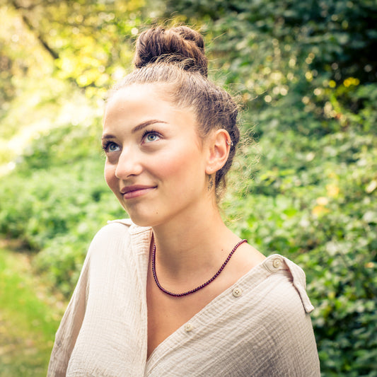 Granat Kugelkette | Ø 4mm mit Silber Verschluss | 45cm