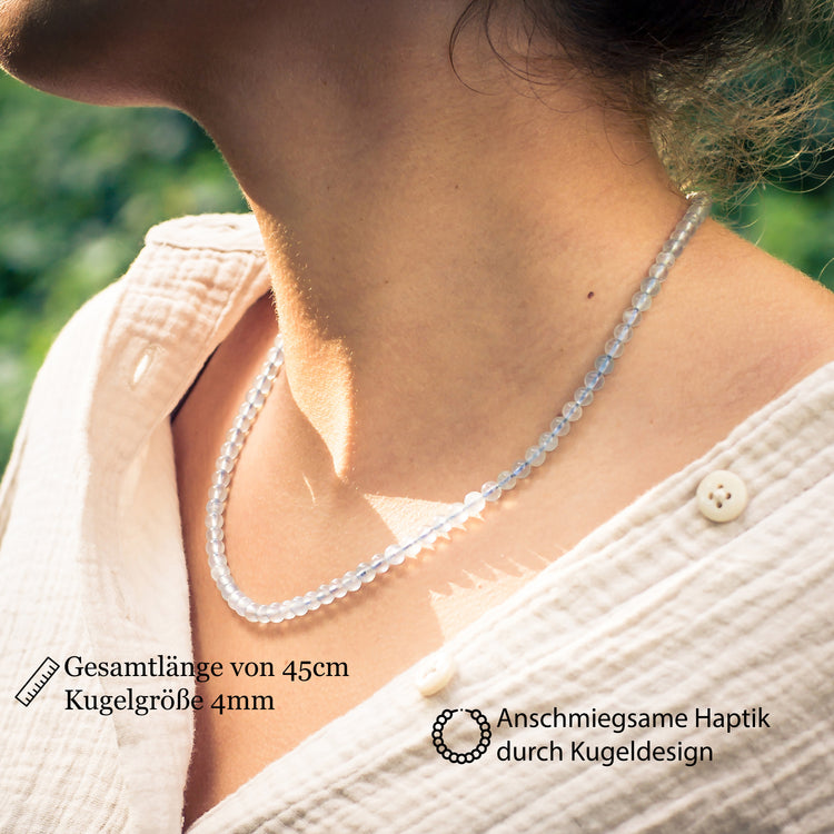 Aquamarin Kugelkette | Ø 4mm mit 925er Silber Verschluss | 45cm