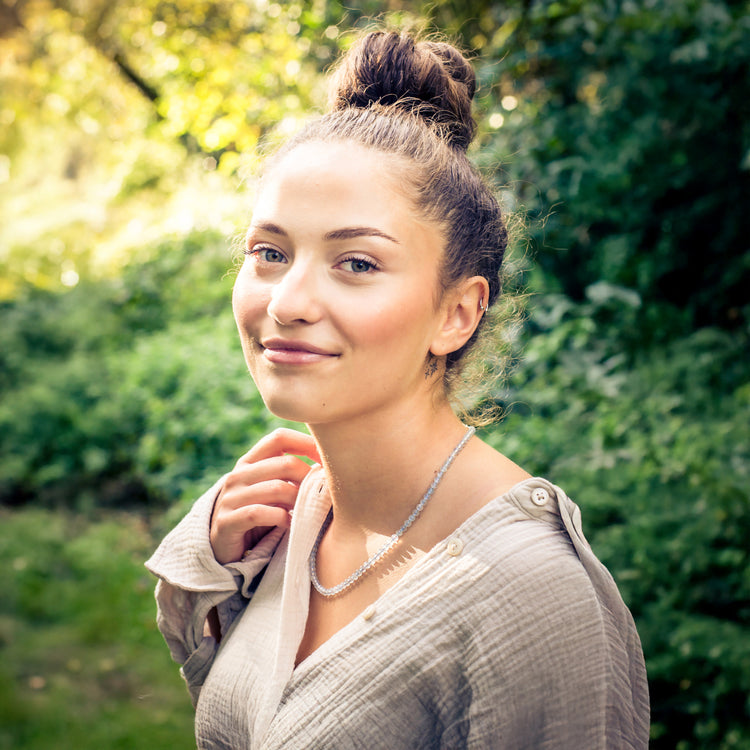 Aquamarin Kugelkette | Ø 4mm mit 925er Silber Verschluss | 45cm