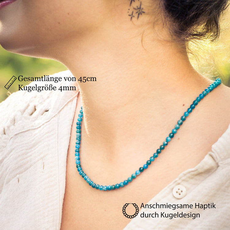 Apatit Kugelkette | Ø 4mm mit 925er Silber Verschluss | 45cm