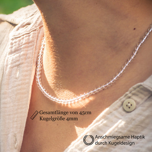 Bergkristall Kugelkette | Ø 4mm mit 925er Silber Verschluss | 45cm