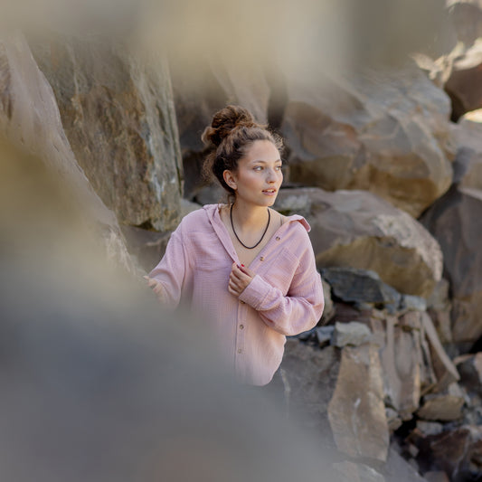 Turmalin, schwarz (Schörl) Kugelkette | Ø 4mm mit 925er Silber Verschluss | 45cm