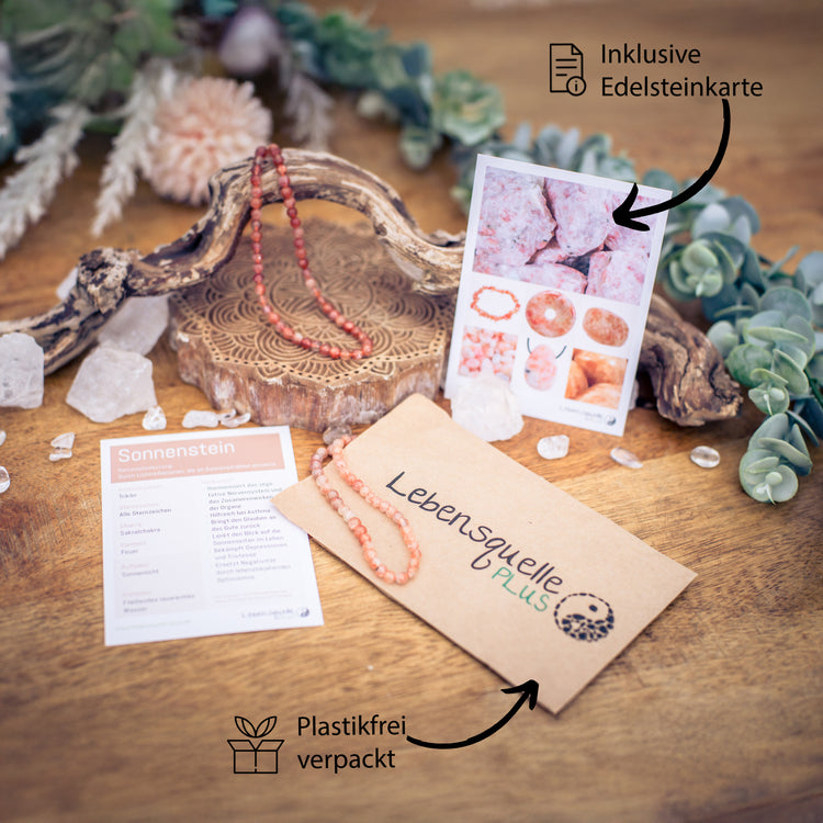 Sonnenstein Kugelkette | Ø 4mm mit 925er Silber Verschluss | 45cm