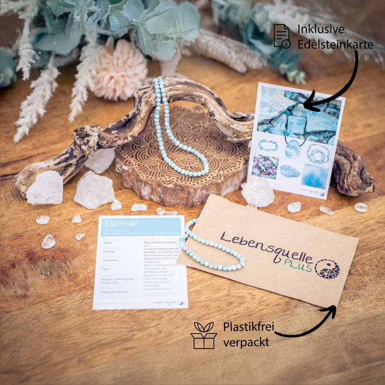 Larimar Kugelkette | Ø 4mm mit 925er Silber Verschluss | 45cm