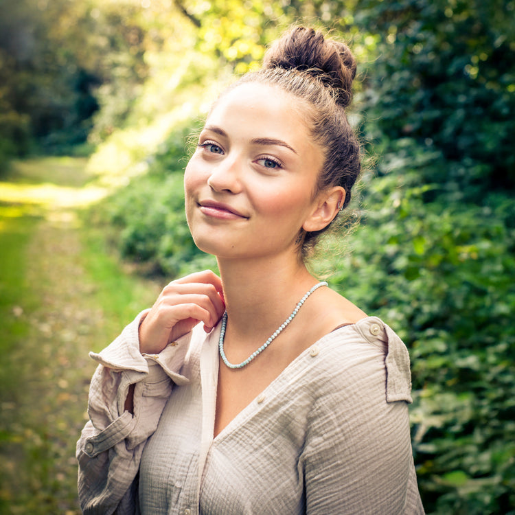 Larimar Kugelkette | Ø 4mm mit 925er Silber Verschluss | 45cm