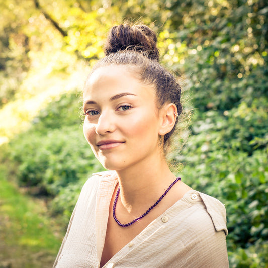 Collar de bolas de amatista | Ø 4mm con cierre de plata de ley 925 | 45cm