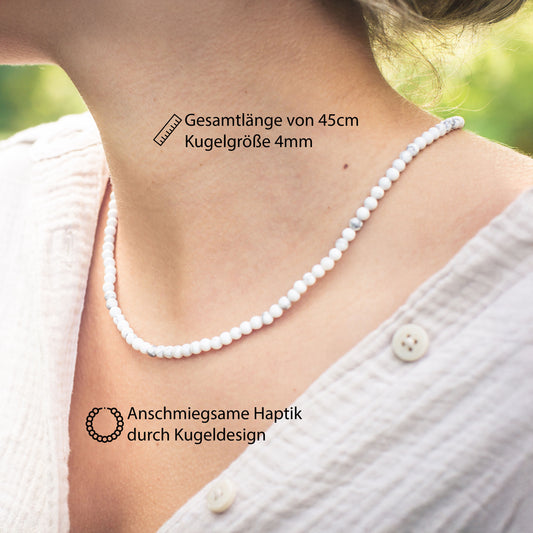 Magnesit Kugelkette | Ø 4mm mit 925er Silber Verschluss | 45cm
