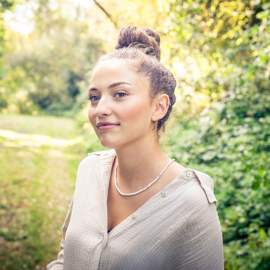 Magnesit Kugelkette | Ø 4mm mit 925er Silber Verschluss | 45cm