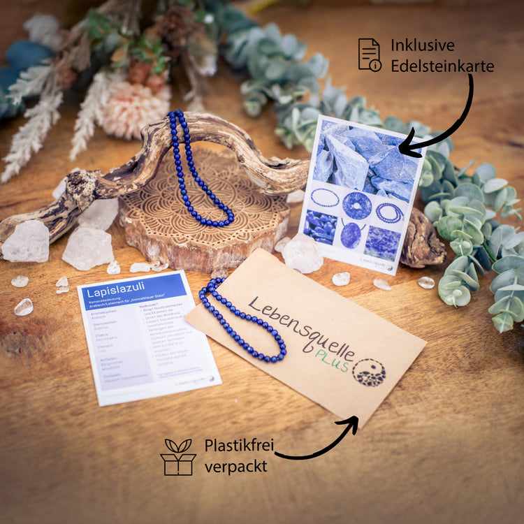 Lapislazuli Kugelkette | Ø 4mm mit 925er Silber Verschluss | 45cm