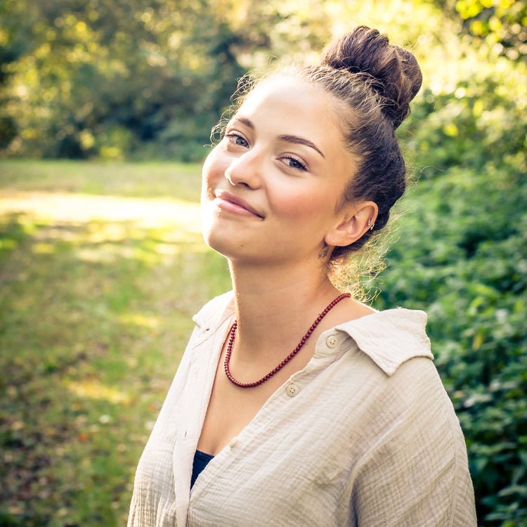 Jaspis, rot Kugelkette | Ø 4mm mit 925er Silber Verschluss | 45cm