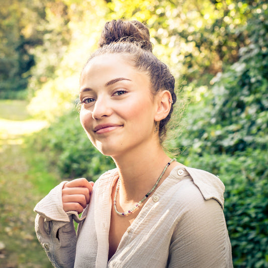 Fluorit, bunt Kugelkette | Ø 4mm mit 925er Silber Verschluss | 45cm