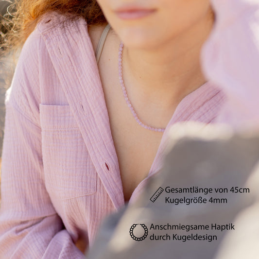 Kunzit Kugelkette | Ø 4mm mit 925er Silber Verschluss | 45cm
