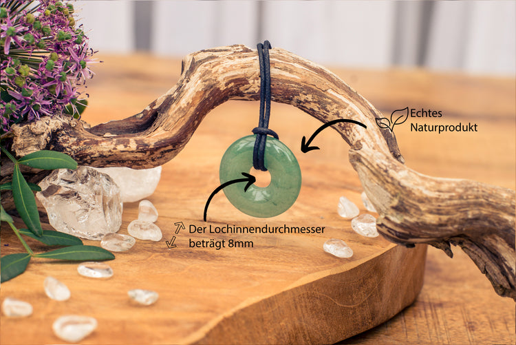 Aventurin, grün Donut | 30 mm Anhänger + Baumwollband