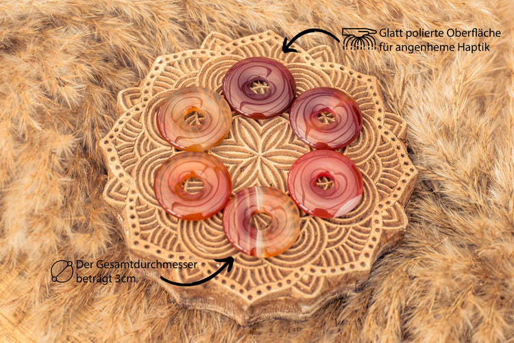 Karneol Donut | 30 mm Anhänger + Baumwollband