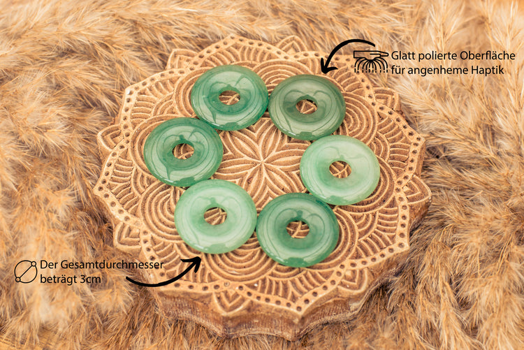 Aventurin, grün Donut | 30 mm Anhänger + Baumwollband