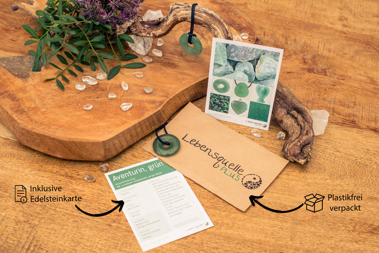 Aventurin, grün Donut | 30 mm Anhänger + Baumwollband