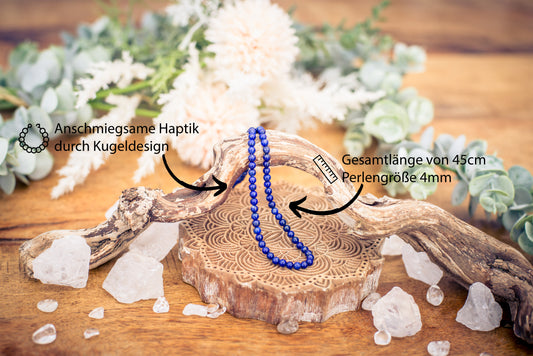 Lapislazuli Kugelkette | Ø 4mm mit 925er Silber Verschluss | 45cm