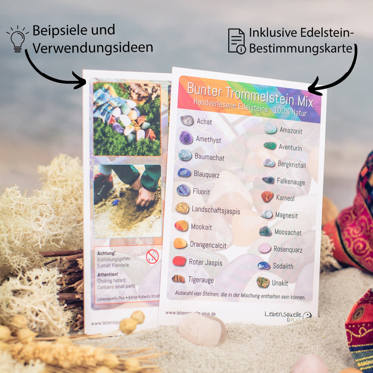 Bunter Trommelstein Mix | Mit farbenfrohem Beutel | Größe L