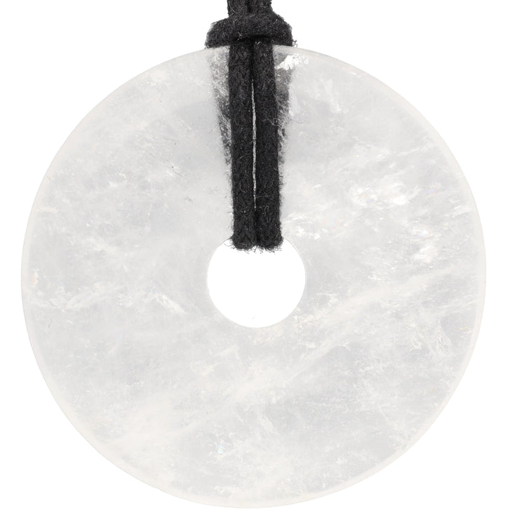 Bergkristall Donut | 40 mm Anhänger + Baumwollband