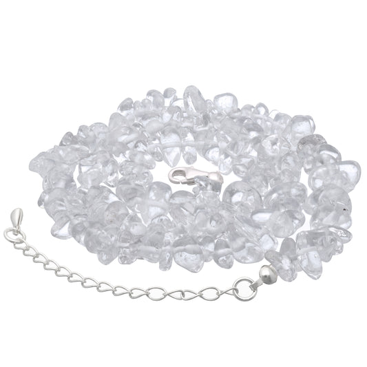 Bergkristall Splitterkette | 45+5 cm Verlängerungskettchen | 925er Silber