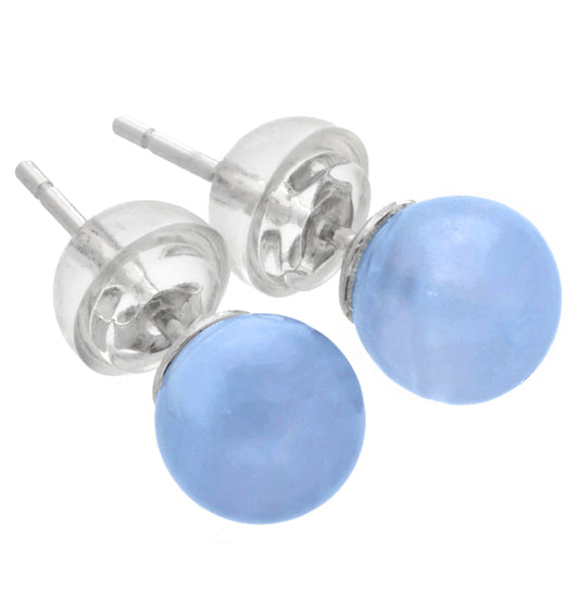 Chalcedon, blau Ohrstecker 6 mm | 925er Silber