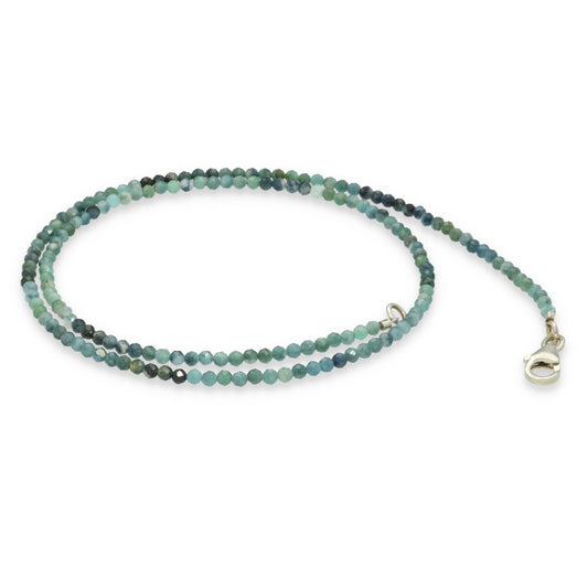 Turmalin, blau Perlenkette facettiert | 45 cm + Verschluss
