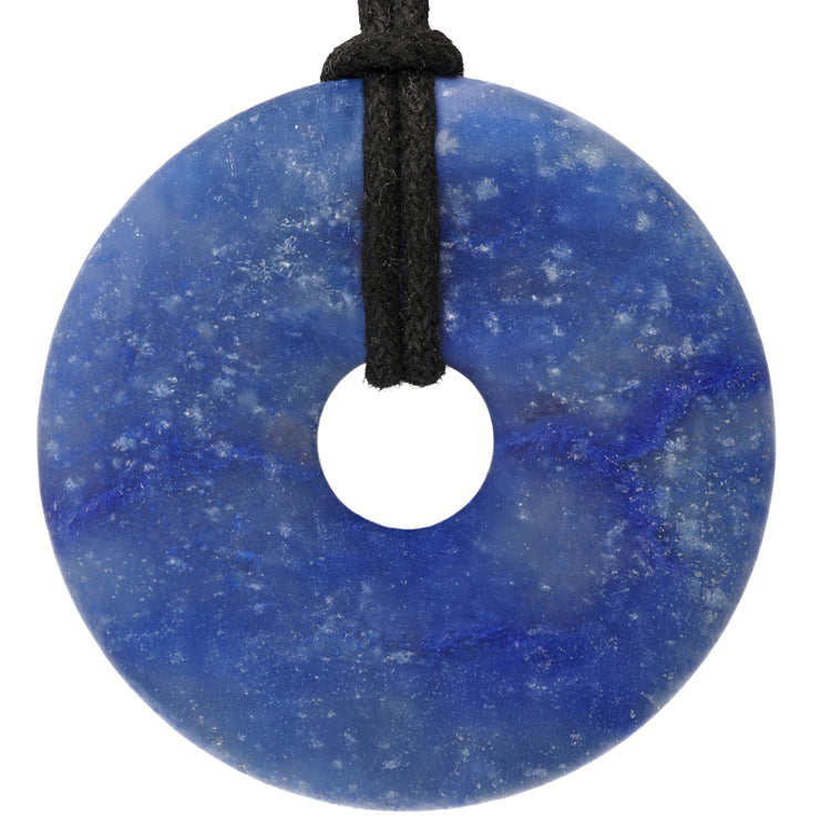 Blue Quartz Donut Pendant | 40 mm Pendant + Cotton Cord