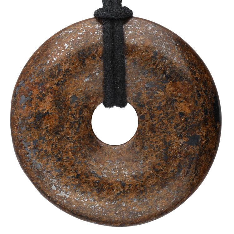 Bronzite Donut Pendant | 40 mm Pendant + Cotton Cord