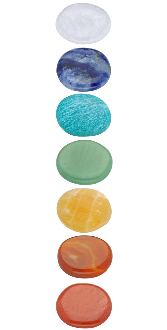 Chakra Steine-Set | 7 Scheibensteine im Baumwollbeutel