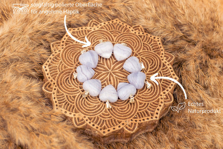 Chalcedon, blau Herzanhänger | in 2 Größen