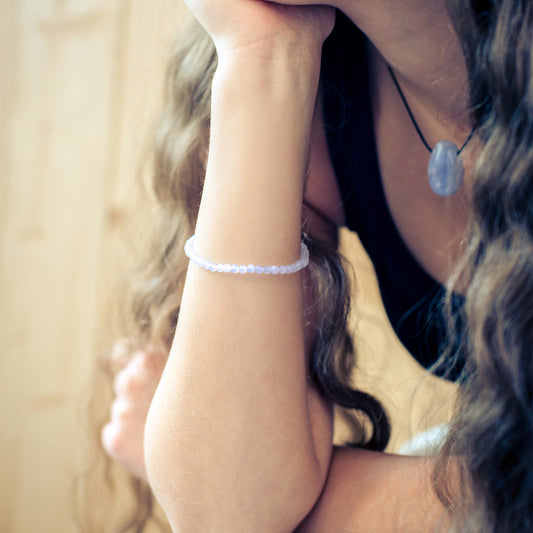 Chalcedon, blau Mini-Kugelarmband | 4 mm