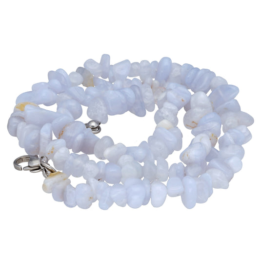 Chalcedon, blau Splitterkette | 45 cm + Verschluss