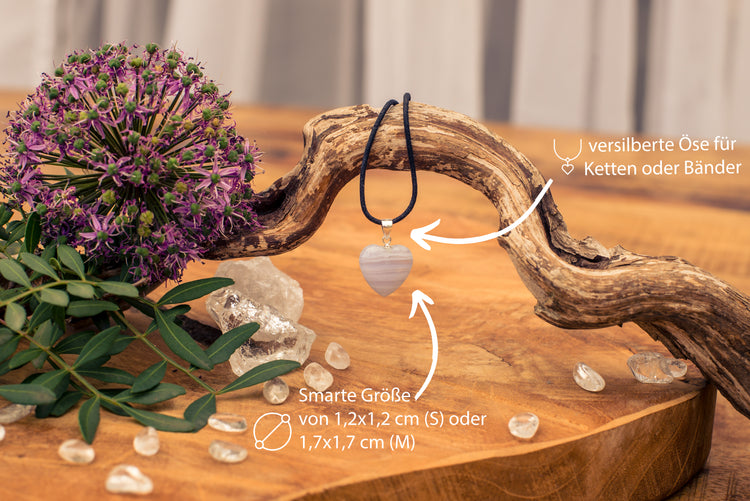 Chalcedon, blau Herzanhänger | in 2 Größen